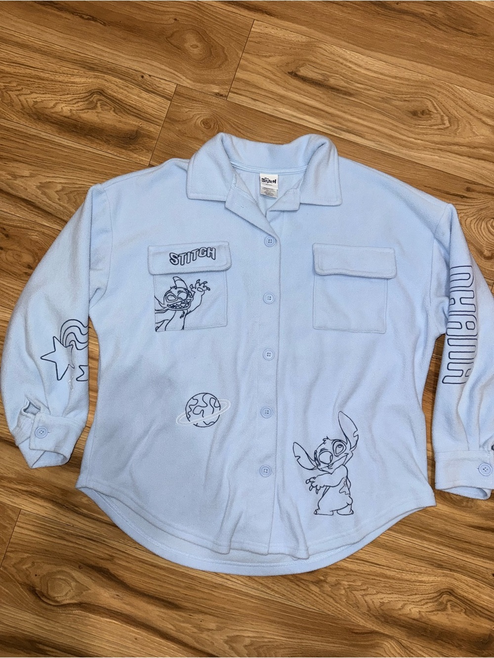 Stitch Light Blue Fleece Button-Front Cardigan